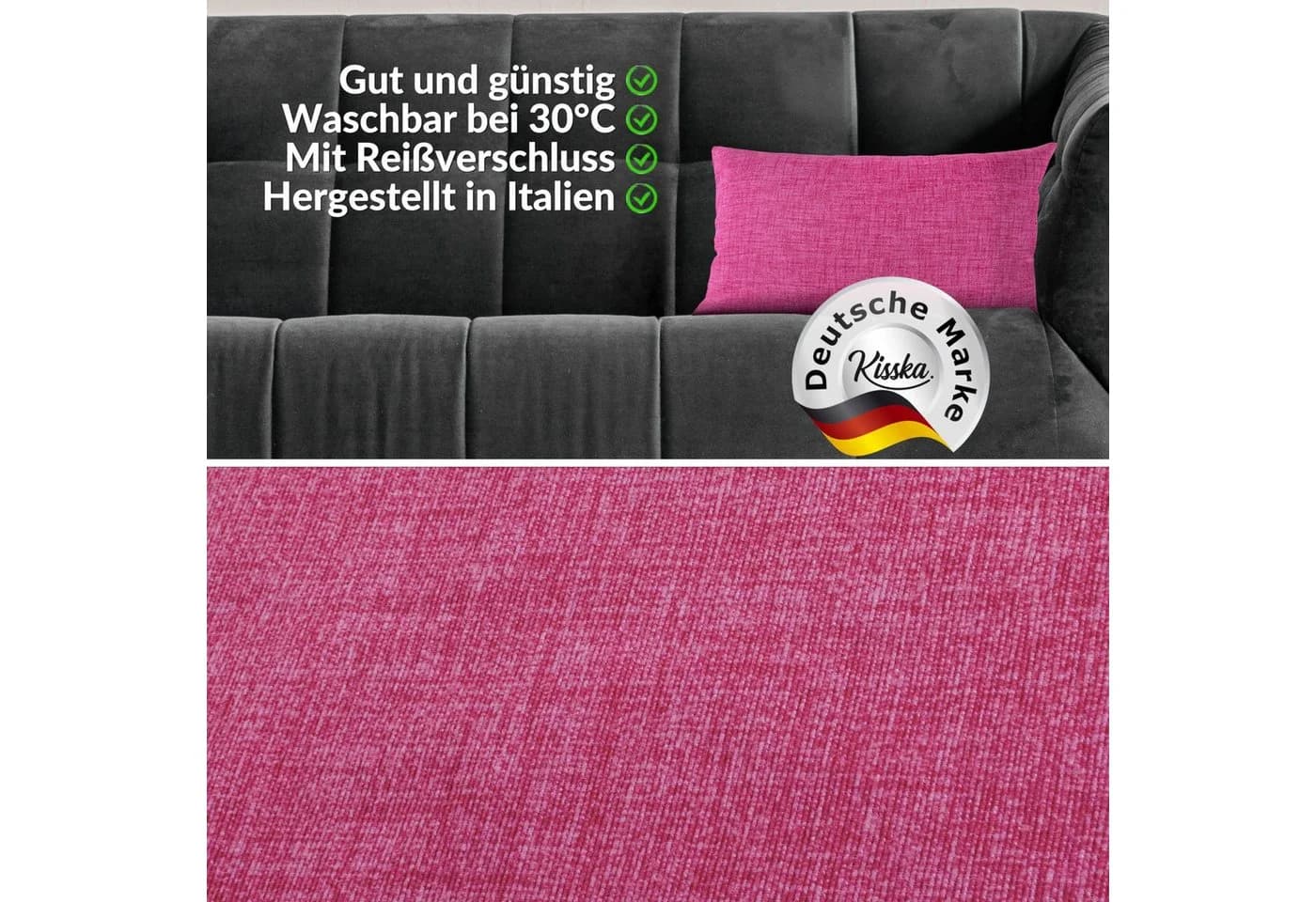 ANRO Dekokissen Kissenhülle Fuchsia Leinenoptik