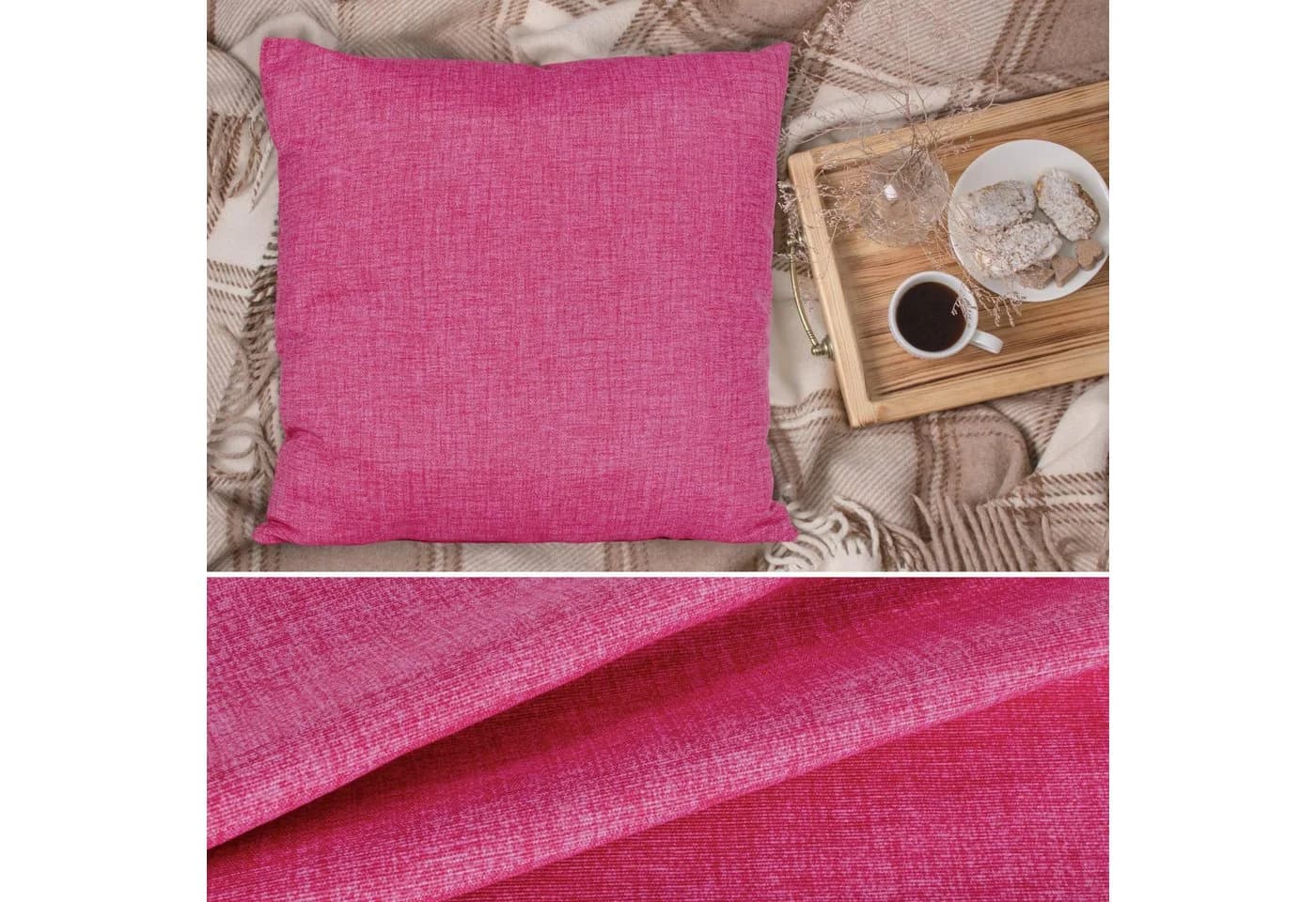 ANRO Dekokissen Kissenhülle Fuchsia Leinenoptik