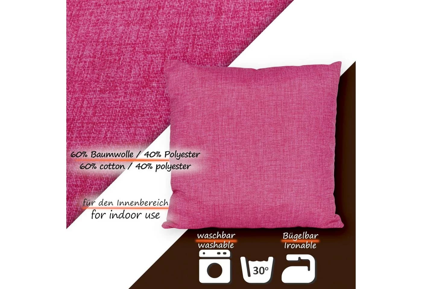 ANRO Dekokissen Kissenhülle Fuchsia Leinenoptik - Bild 5