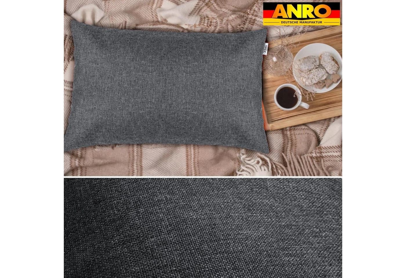 Kisska Dekokissenhülle TIZI Anthrazit Leinen-Optik 50x30cm