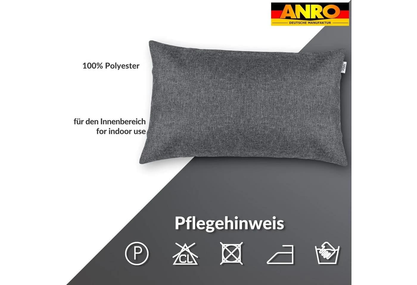 Kisska Dekokissenhülle TIZI Anthrazit Leinen-Optik 50x30cm - Bild 5