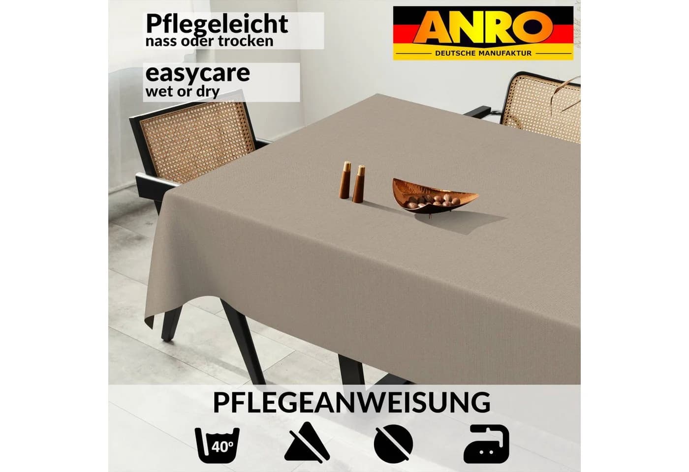 ANRO Tischdecke Sand Jacquard mit TEFLON & Acryl-Beschichtung - Bild 4