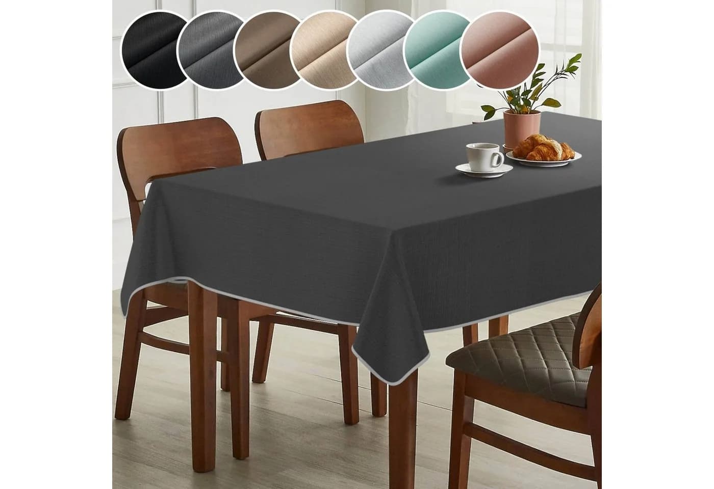 ANRO Tischdecke Grau 60% Baumwolle Polyester TEFLON-Beschichtung - Bild 2