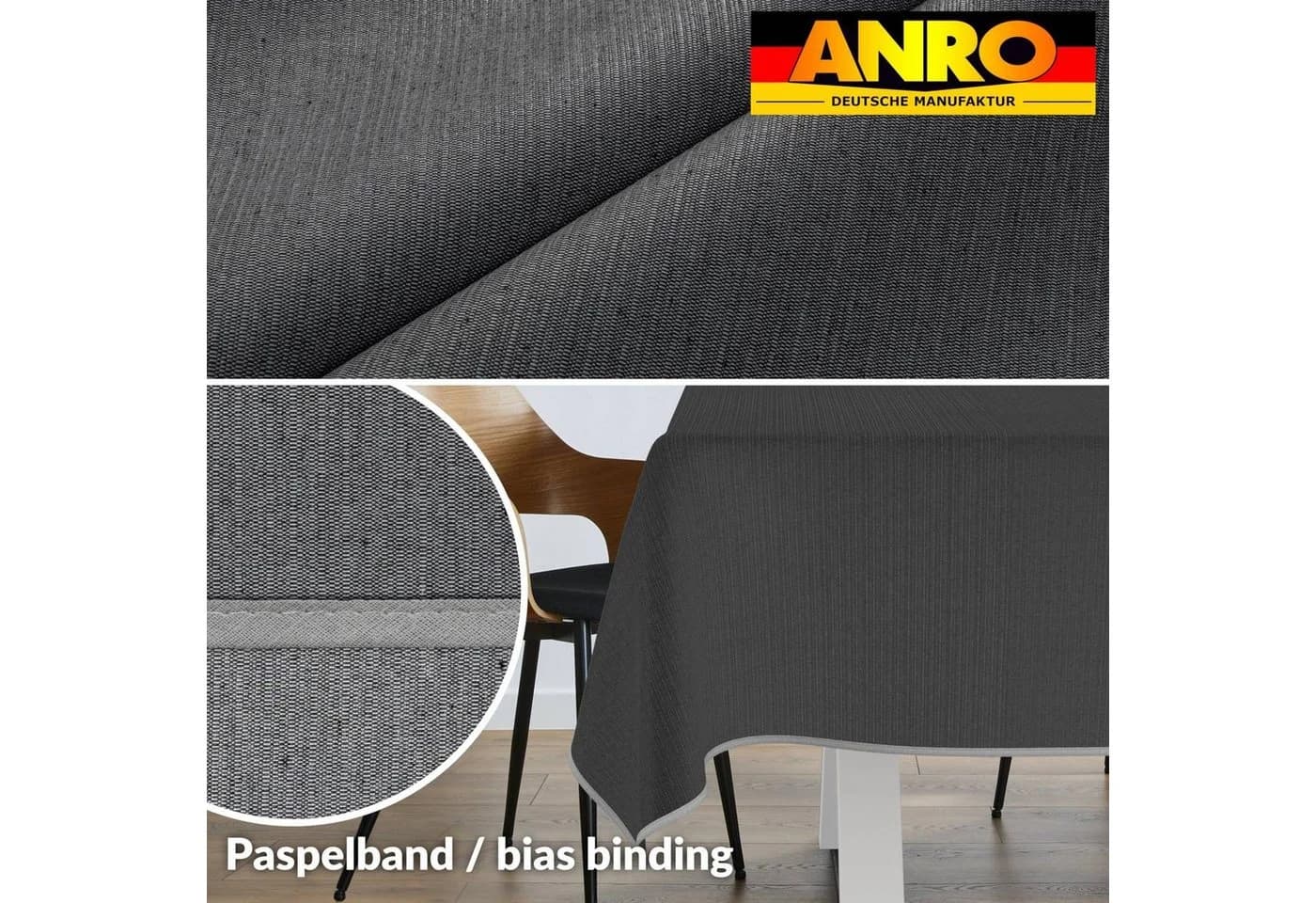 ANRO Tischdecke Grau 60% Baumwolle Polyester TEFLON-Beschichtung - Bild 3
