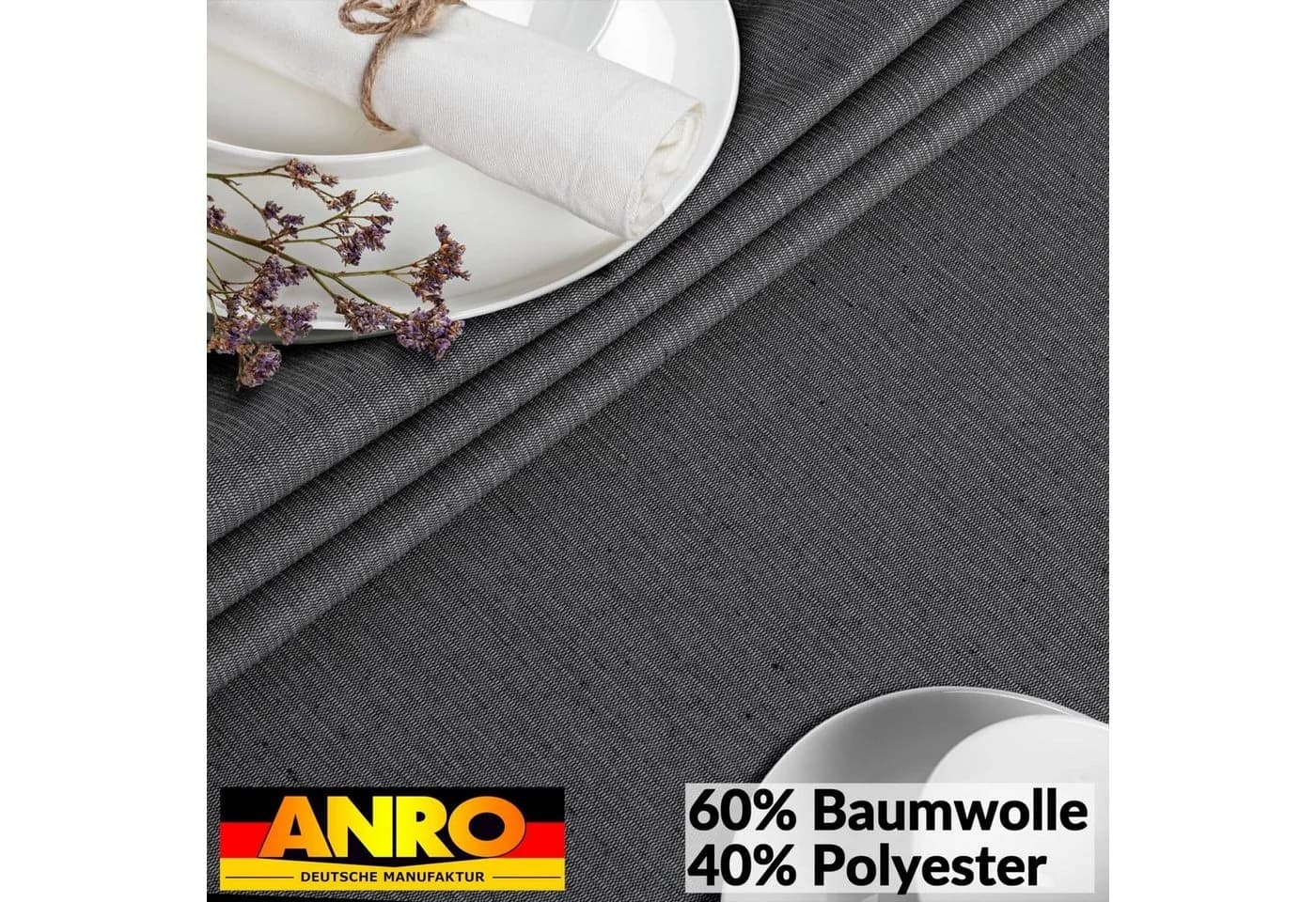 ANRO Tischdecke Grau 60% Baumwolle Polyester TEFLON-Beschichtung - Bild 4