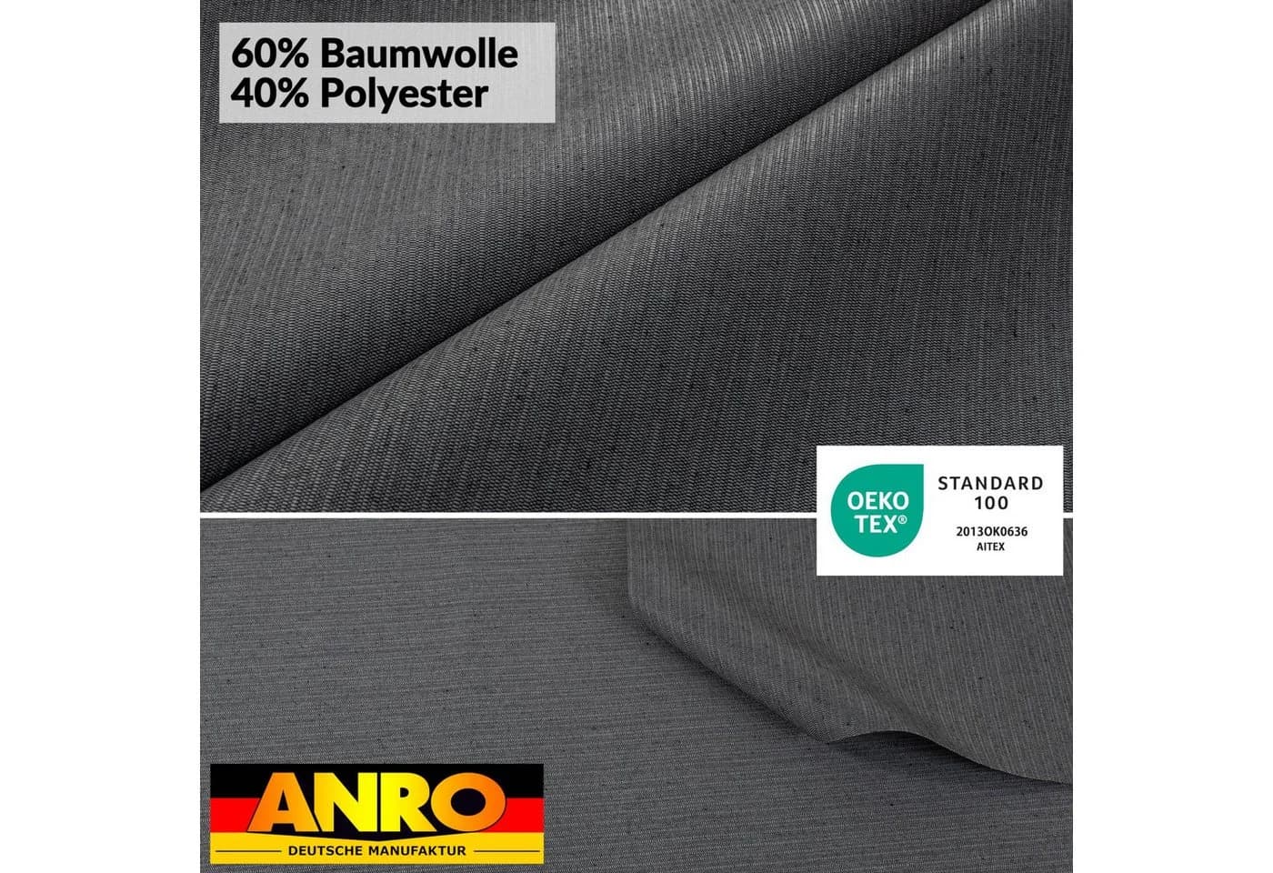 ANRO Tischdecke Grau 60% Baumwolle Polyester TEFLON-Beschichtung - Bild 5