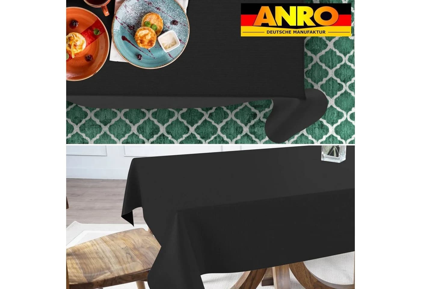 ANRO Tischdecke Anthrazit mit TEFLON & Acryl-Beschichtung