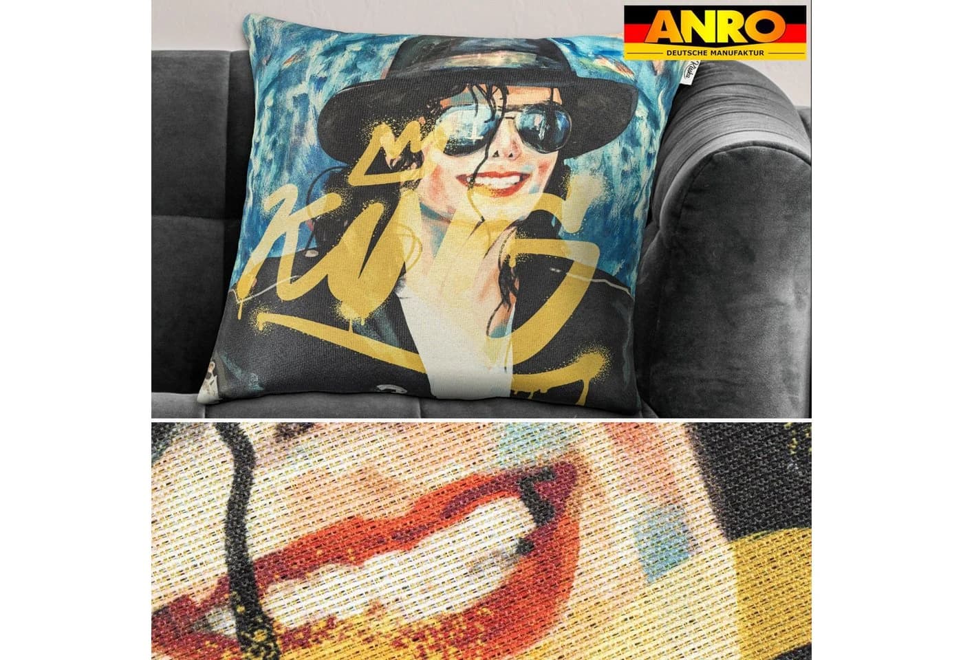Kisska Dekokissen Kissenhülle Michael Jackson PopArt 40x40cm