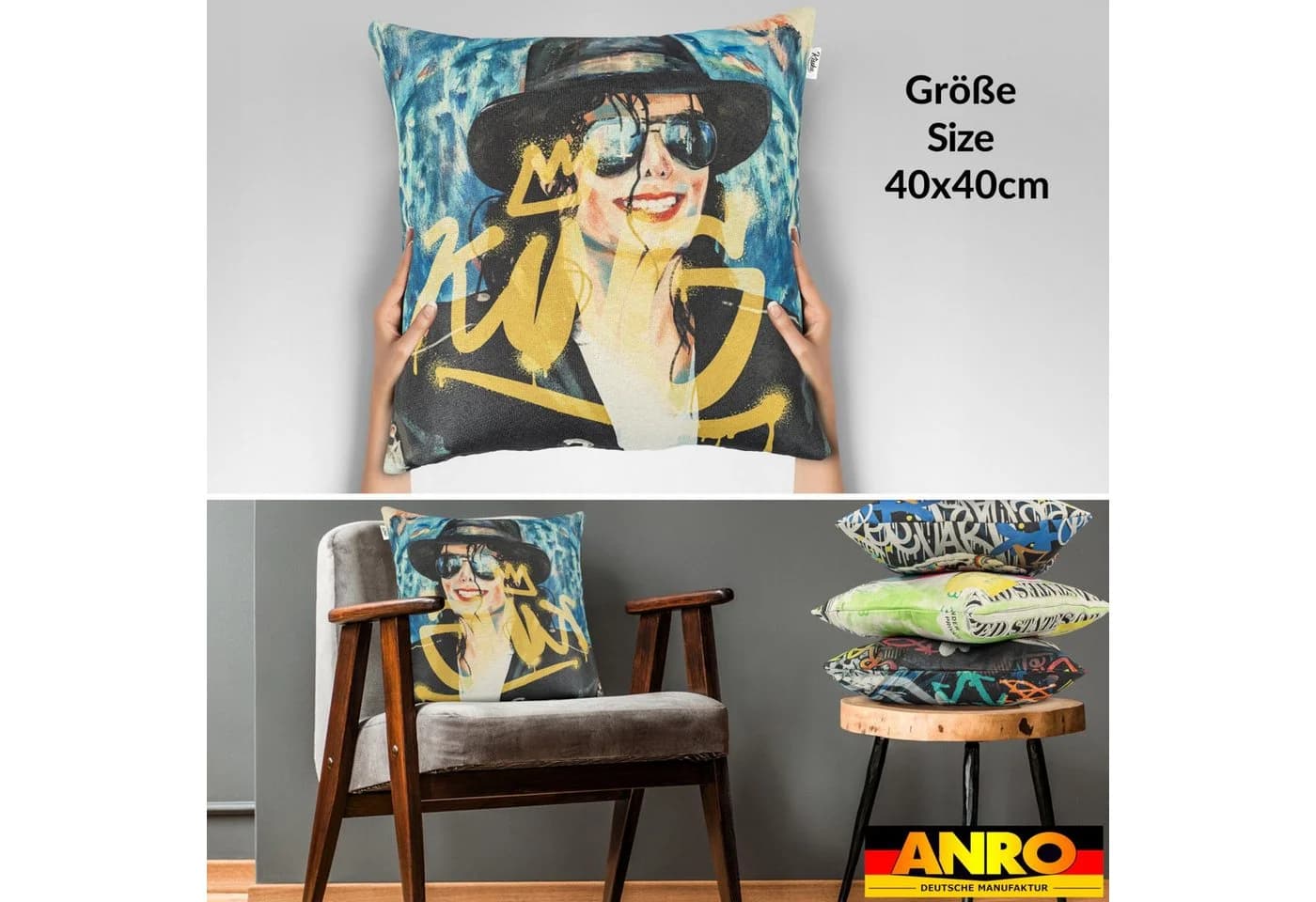 Kisska Dekokissen Kissenhülle Michael Jackson PopArt 40x40cm - Bild 4