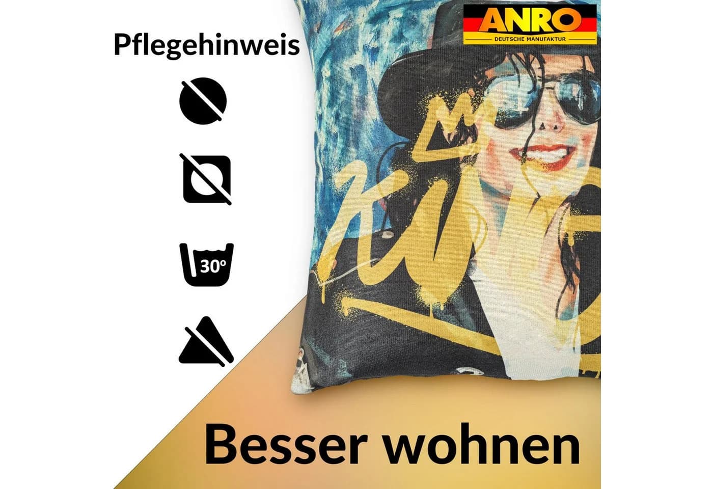 Kisska Dekokissen Kissenhülle Michael Jackson PopArt 40x40cm - Bild 5