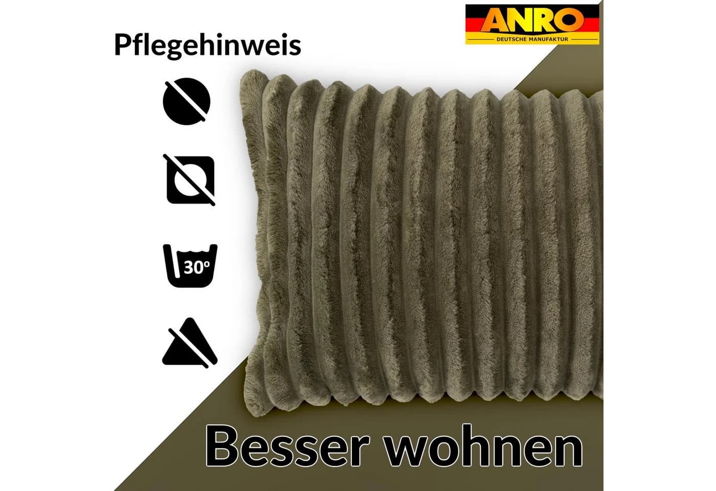 Kisska Dekokissen LILLI BIG CORD Velour Olivengrün 50x30cm - Bild 5