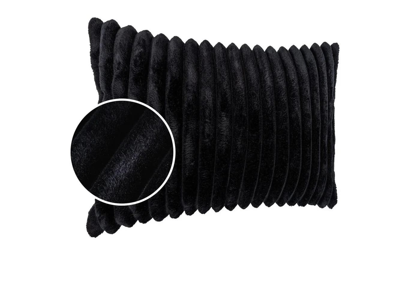 Kisska Dekokissen LILLI BIG CORD Velour Ambiente dekorieren, Kissenüberzug ohne Füllung BIG-Cord UNI 50x30cm Einfarbig Schwarzblau - Bild 2