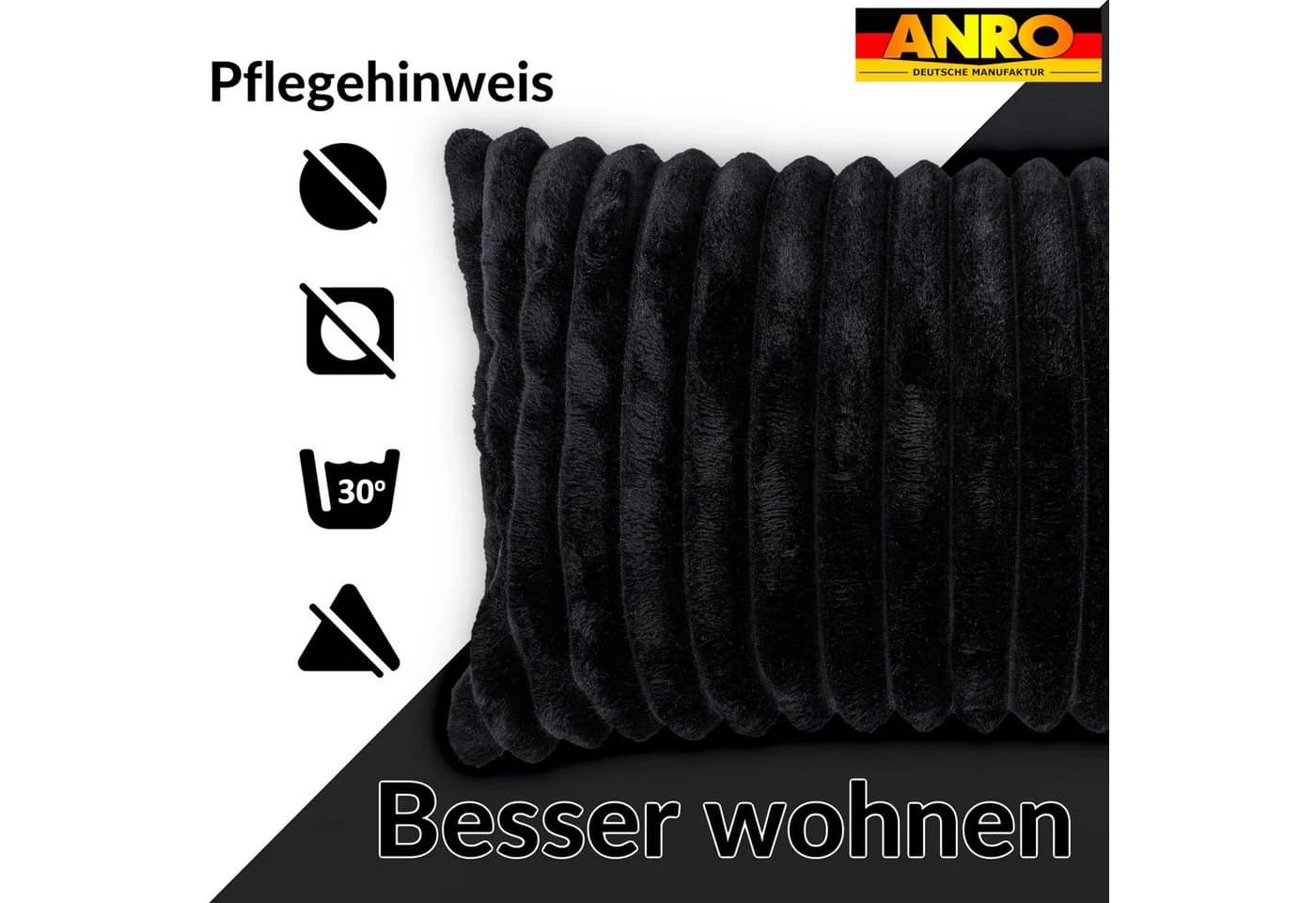 Kisska Dekokissen LILLI BIG CORD Velour Ambiente dekorieren, Kissenüberzug ohne Füllung BIG-Cord UNI 50x30cm Einfarbig Schwarzblau - Bild 5