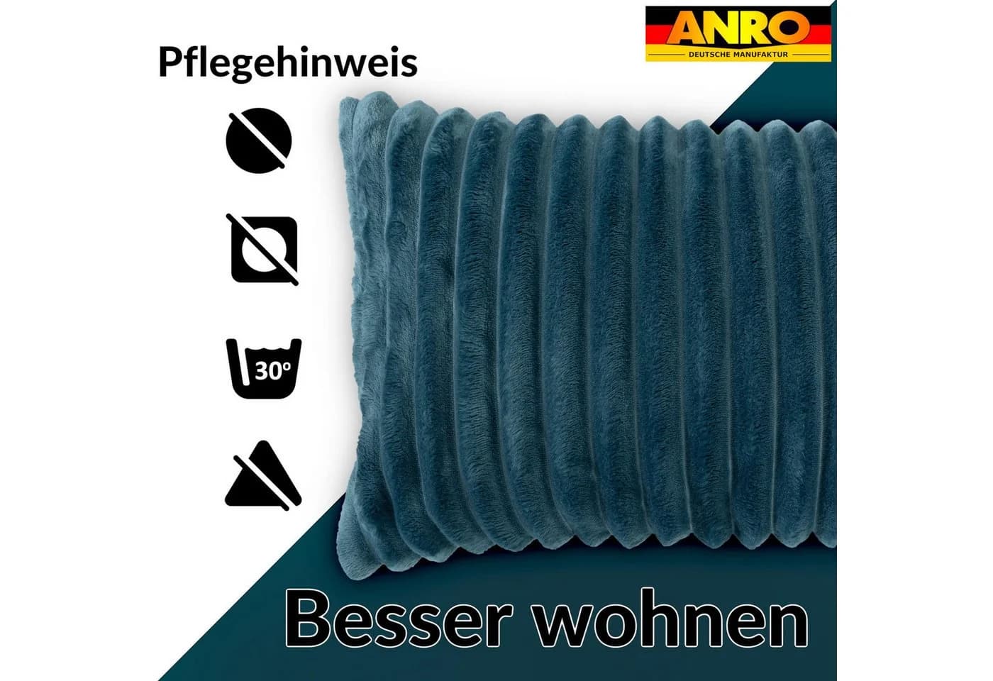 Kisska Dekokissen LILLI BIG CORD Velour Türkis 50x30cm - Bild 5