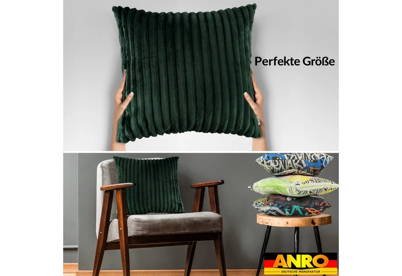 Kisska Dekokissen LILLI BIG CORD Velour Smaragd 40x40cm - Bild 4