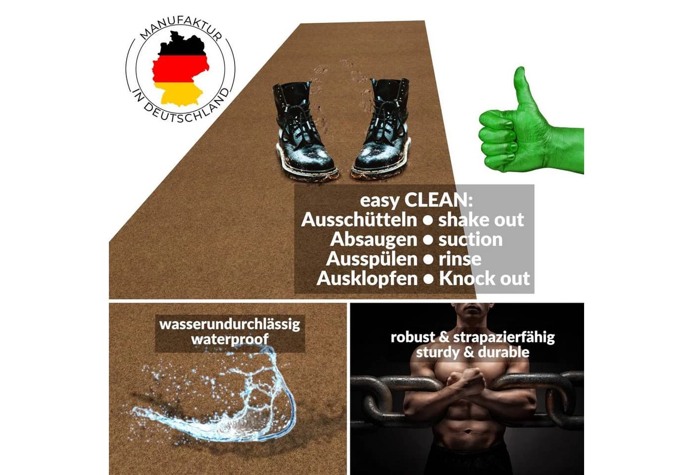 ANRO Läufer Teppichläufer POET Sauberlaufmatte Fußmatte Meliert Kokos