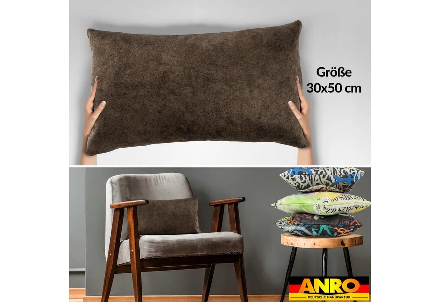 Kisska Dekokissenhülle Velour Dunkelbraun Meliert - Bild 4
