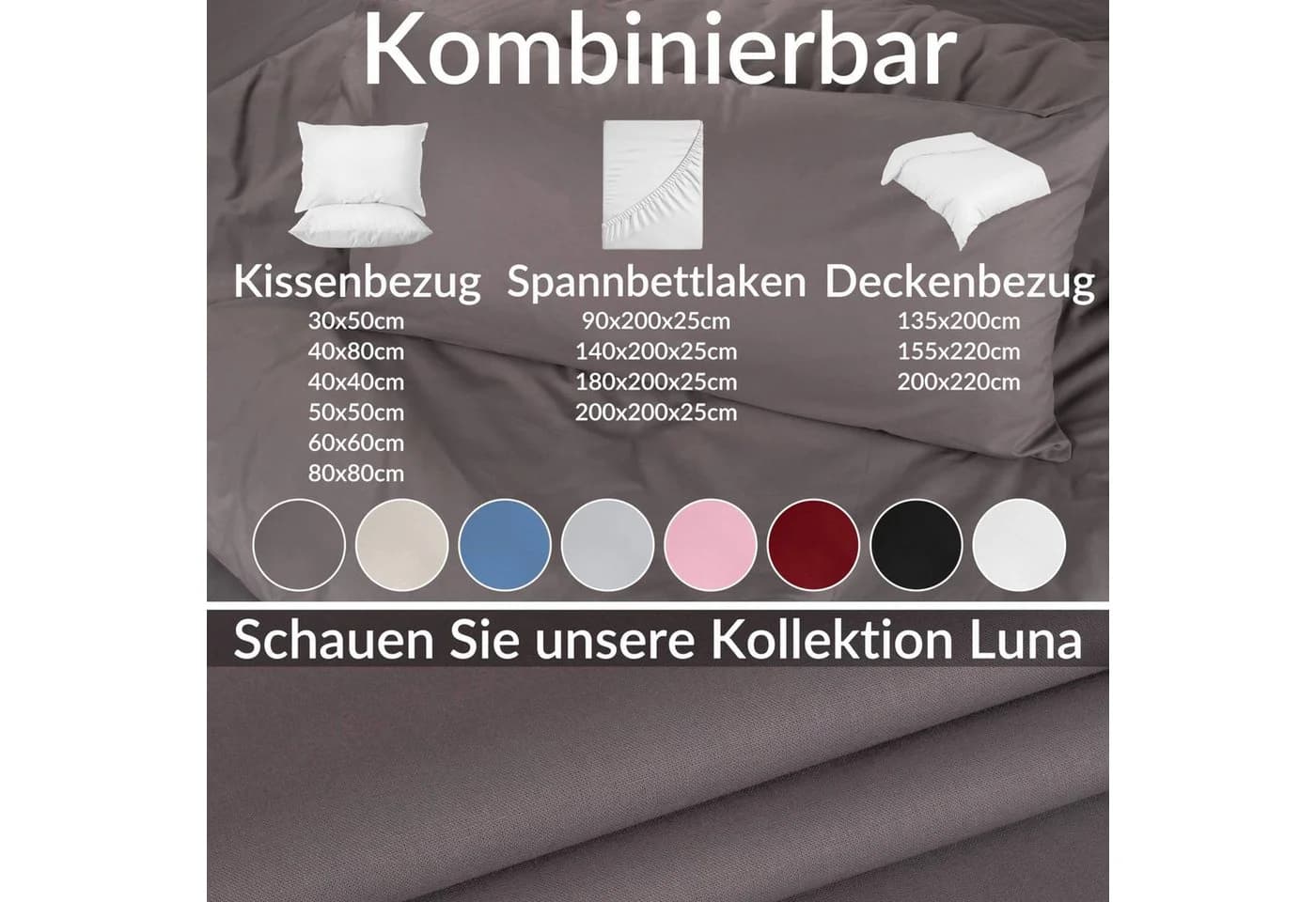 Kisska Kissenbezug LUNA 40x40 cm Baumwolle Dunkelgrau - Bild 4