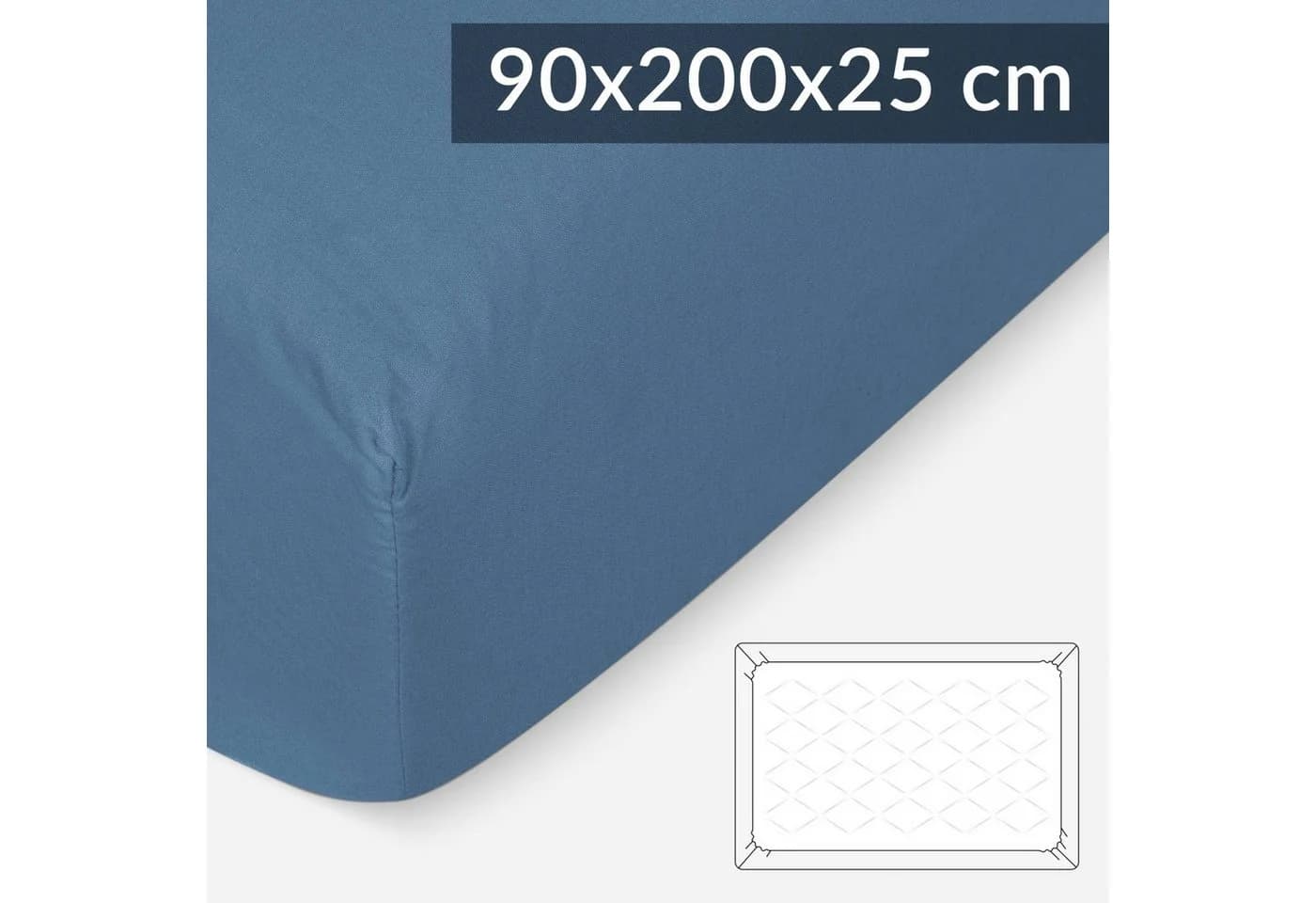 Kisska Spannbettlaken LUNA 100% Baumwolle Blau - Bild 3