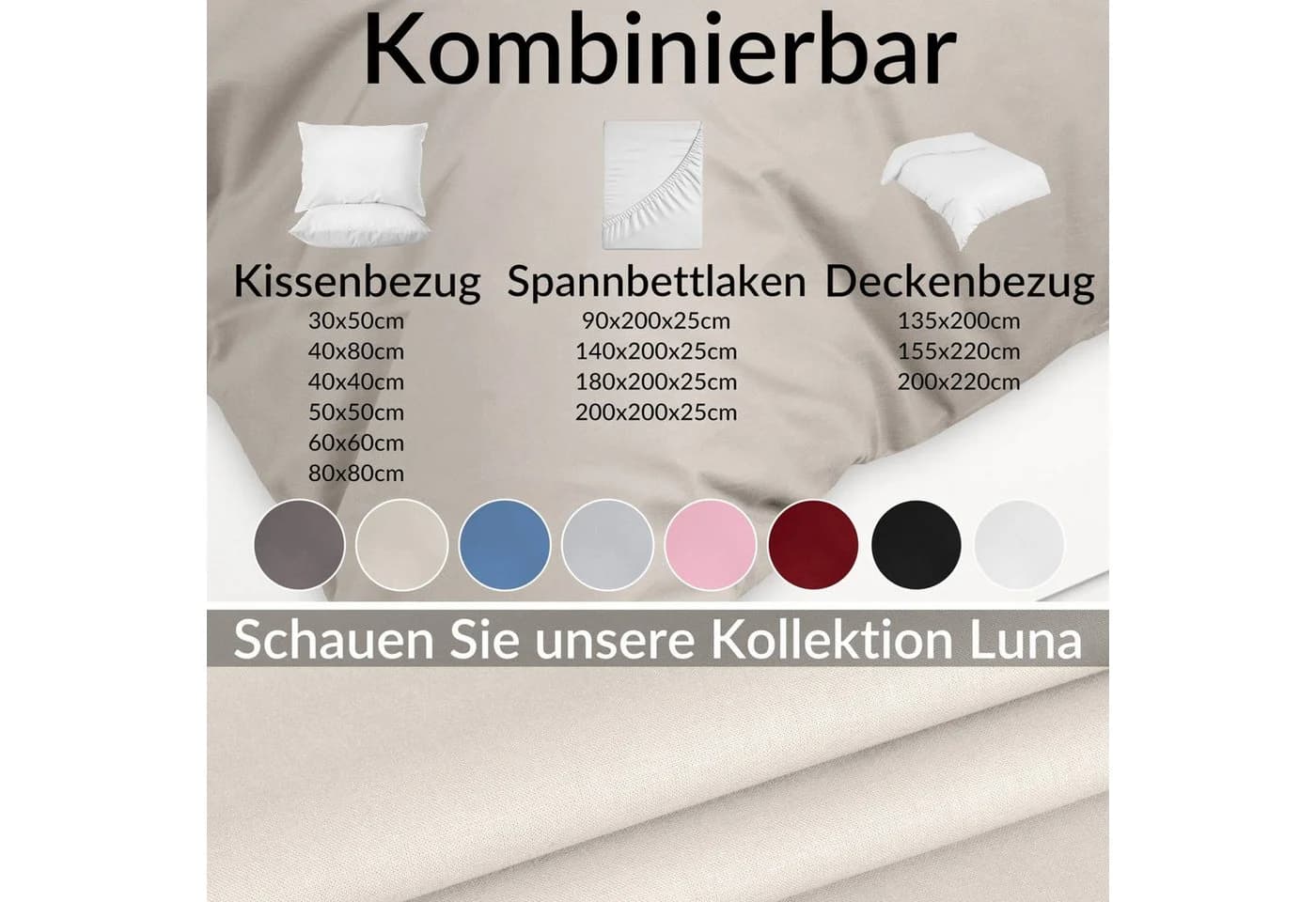 Kisska Bettbezug LUNA Baumwolle Beige Atmungsaktiv - Bild 4