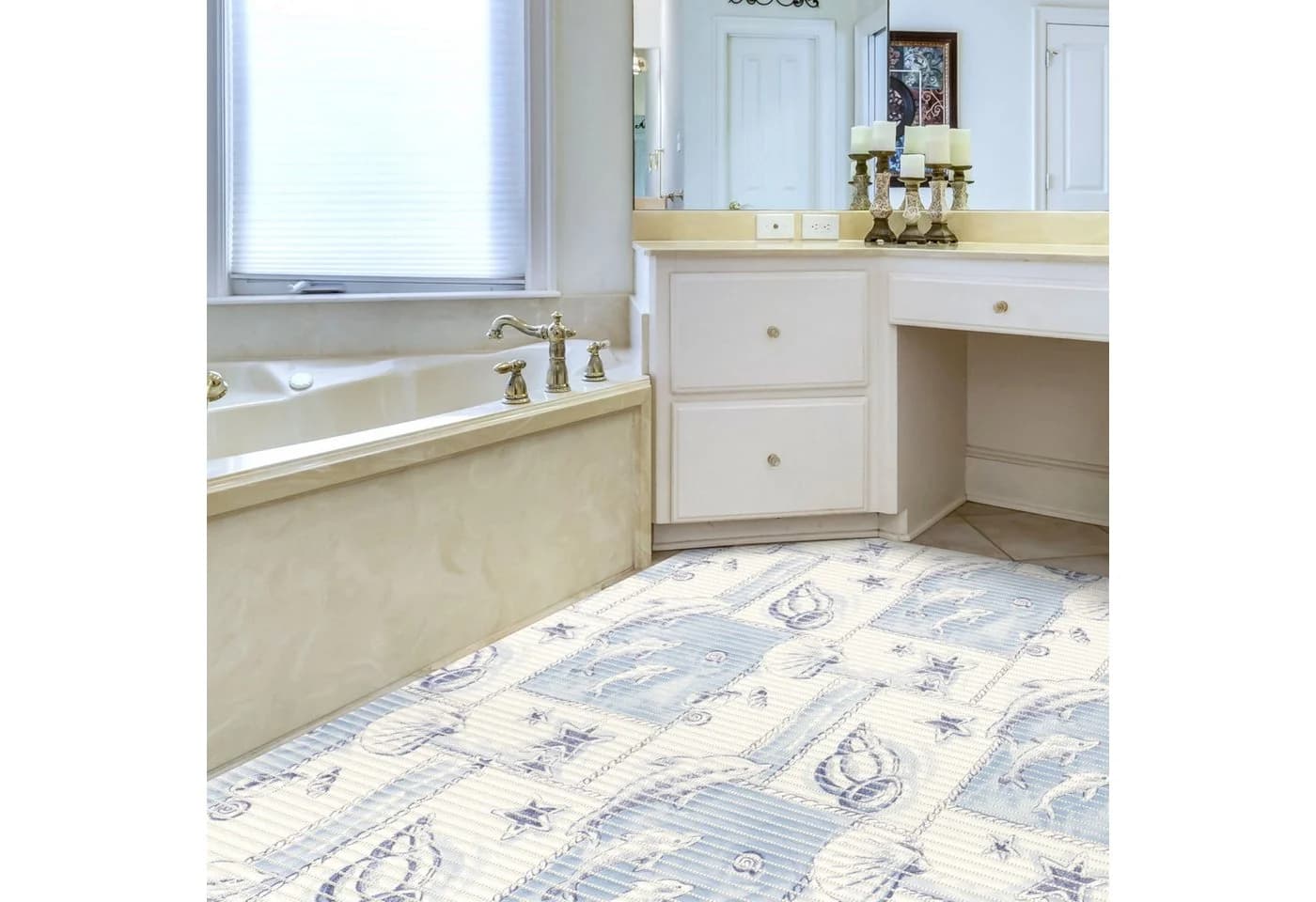 ANRO Badematte Weichschaum 100x130cm Delfine Blau-Weiß