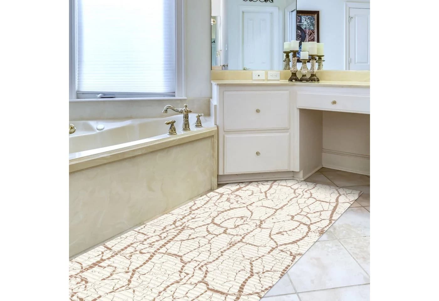 ANRO Schaum-Badematte Rutschhemmend PVC Weichschaum Beige-Weiß