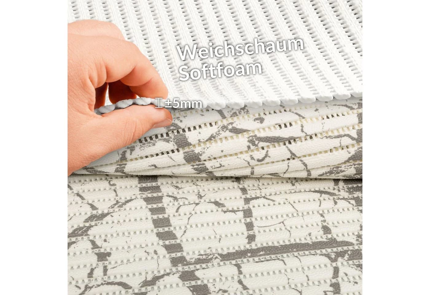 ANRO Badematte PVC Weichschaum 100x130cm Marmor Grau-Weiß - Bild 5