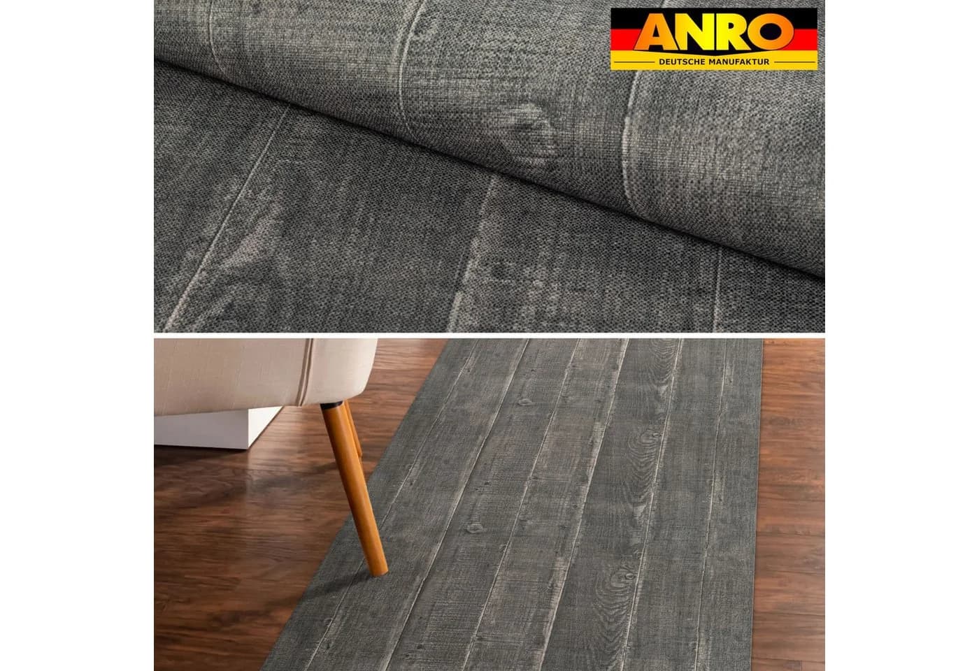 ANRO Küchenläufer RANNA Dunkelgrau Hochwertig Bodenläufer