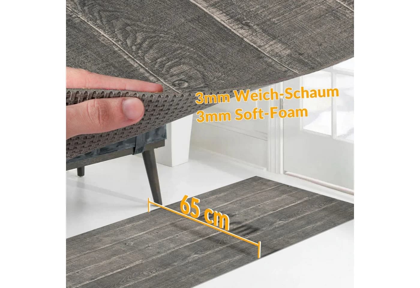 ANRO Küchenläufer RANNA Dunkelgrau Hochwertig Bodenläufer - Bild 3