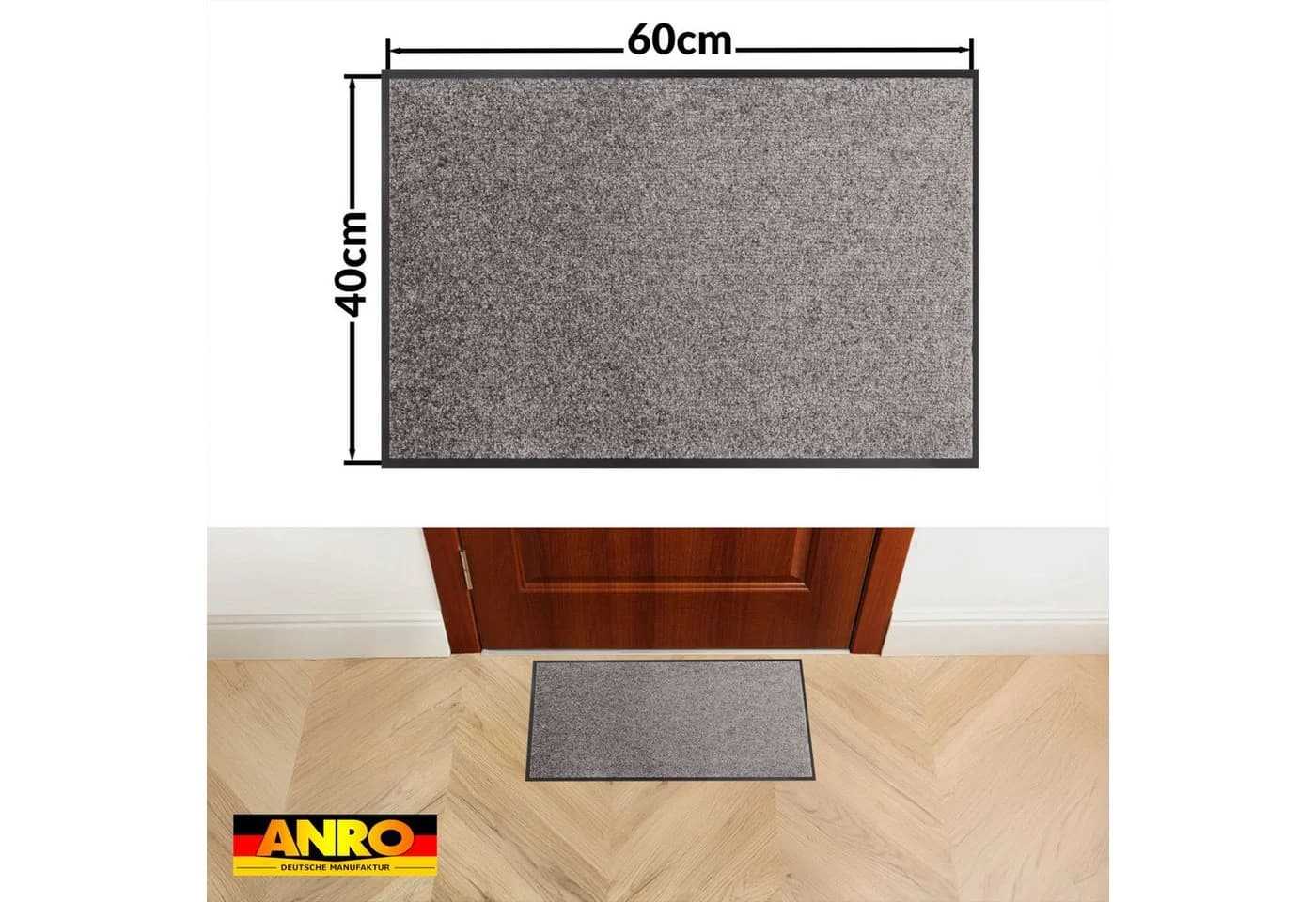 ANRO Fußmatte AMIGO Rutschfeste Türmatte Schmutzfangmatte Grau