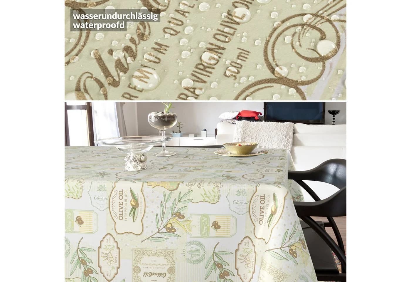 ANRO Wachstuch-Tischdecke Pastelgrün wasserabweisend - Bild 4