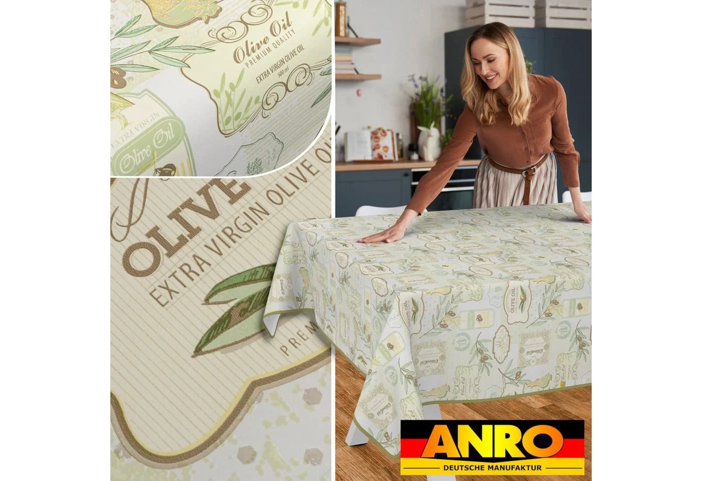 ANRO Wachstuch-Tischdecke Pastelgrün wasserabweisend - Bild 5