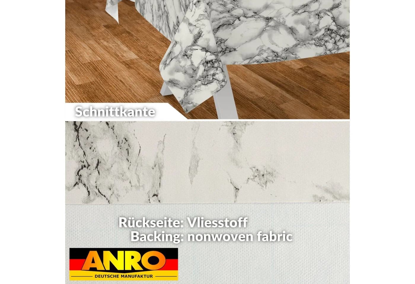 ANRO Tischdecke Wachstuch abwaschbar Marmor Tischwäsche Naturel Grau 100x140cm - Bild 3