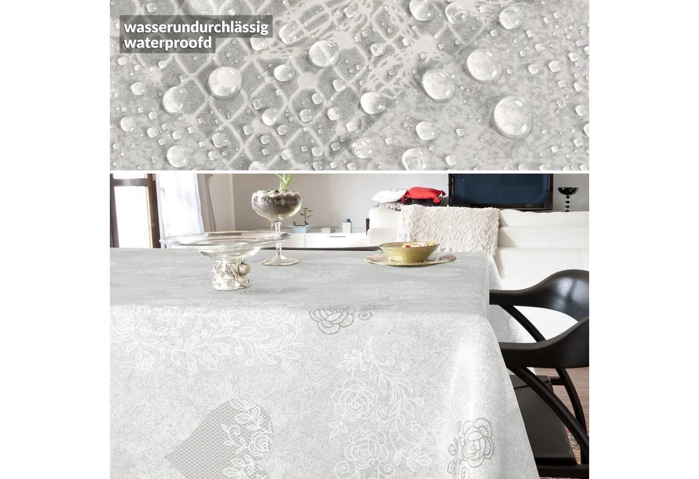 ANRO Wachstuch Tischdecke Grau Wasserabweisend Abwaschbar - Bild 4