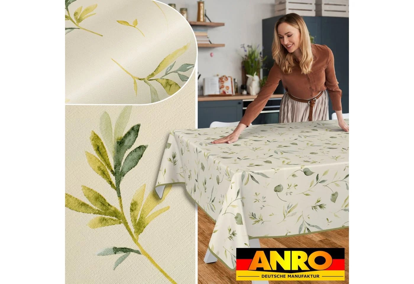 ANRO Tischdecke Wachstuch abwaschbar Canada Tischwäsche Relax Creme 100x140cm - Bild 5