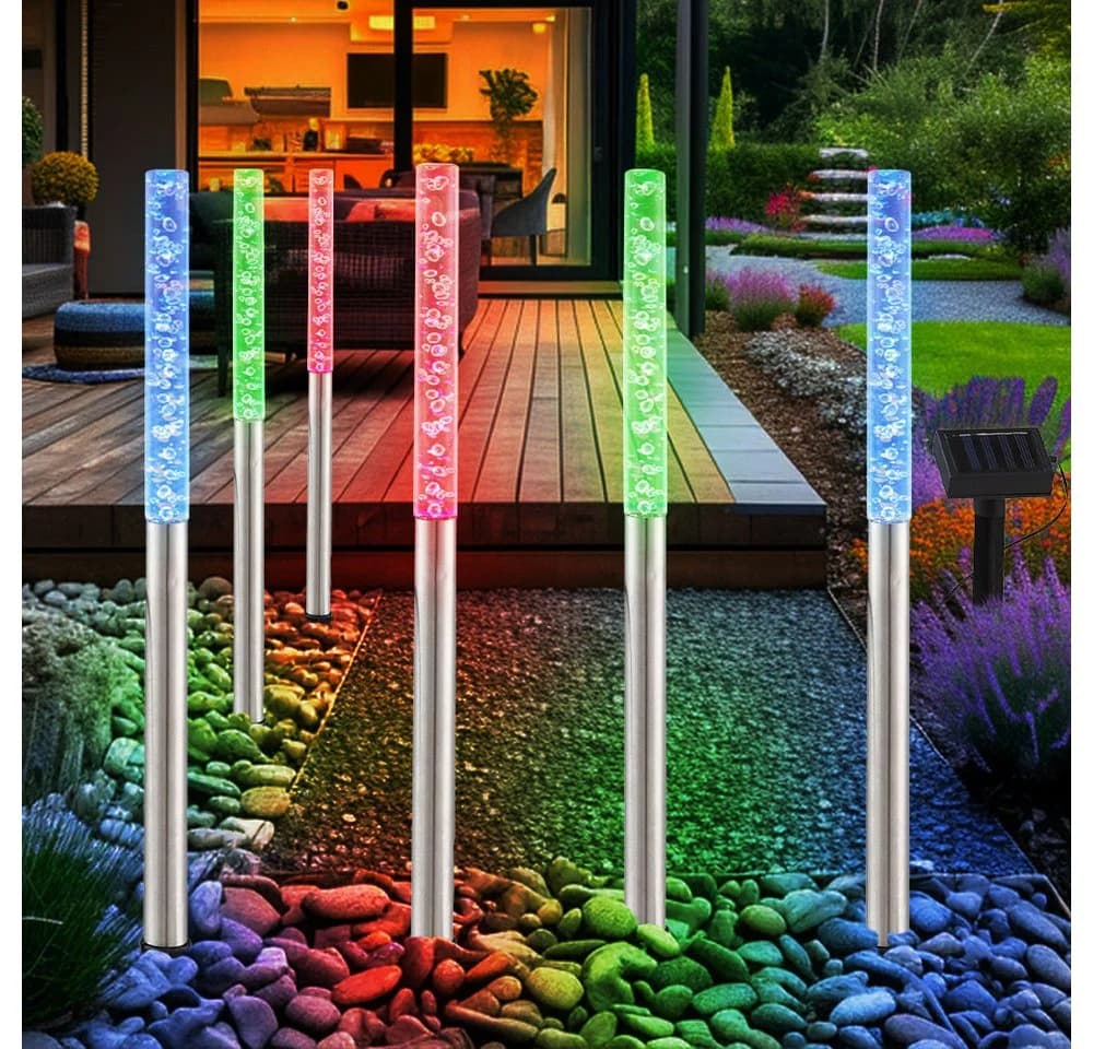 etc-shop LED Solarleuchte 6er Set Farbwechsel IP44 Edelstahl - Bild 2