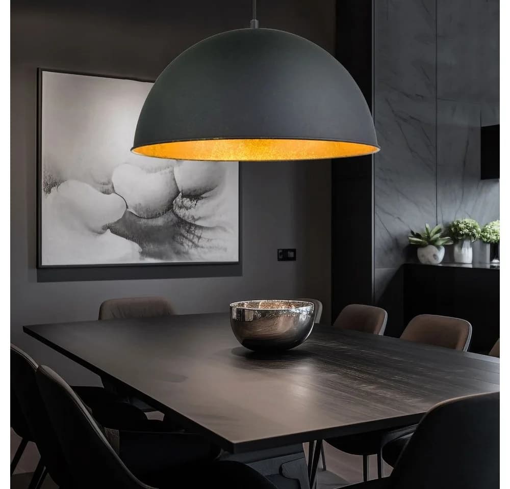 ETC-SHOP Pendelleuchte Schwarz/Gold mit LED