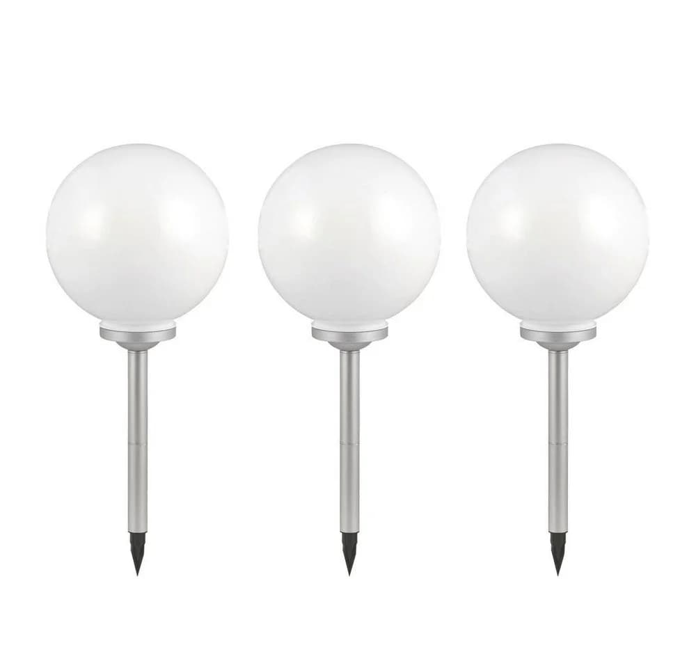 etc-shop LED Gartenleuchte 3er-Set Solar Weiß Kunststoff