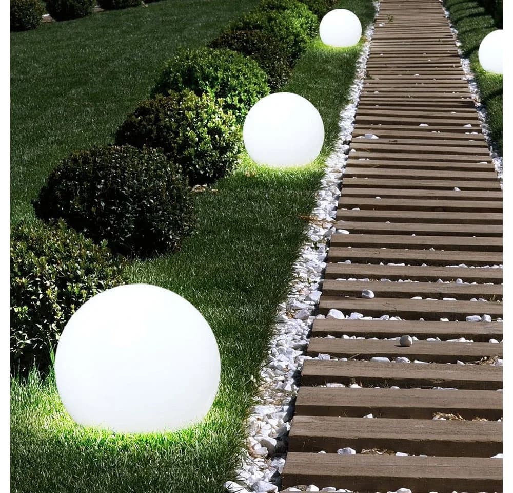 ETC-SHOP 9er Set LED Solar Gartenleuchten Grau/Weiß Kugeldesign - Bild 3