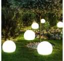 ETC-SHOP 9er Set LED Solar Gartenleuchten Grau/Weiß Kugeldesign Bild 5