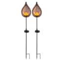 etc-shop LED Solarleuchte Warmweiß 2er Set Flammen Optik Glas Kugel Steck Strahler Bild 1