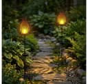 etc-shop LED Solarleuchte Warmweiß 2er Set Flammen Optik Glas Kugel Steck Strahler Bild 4
