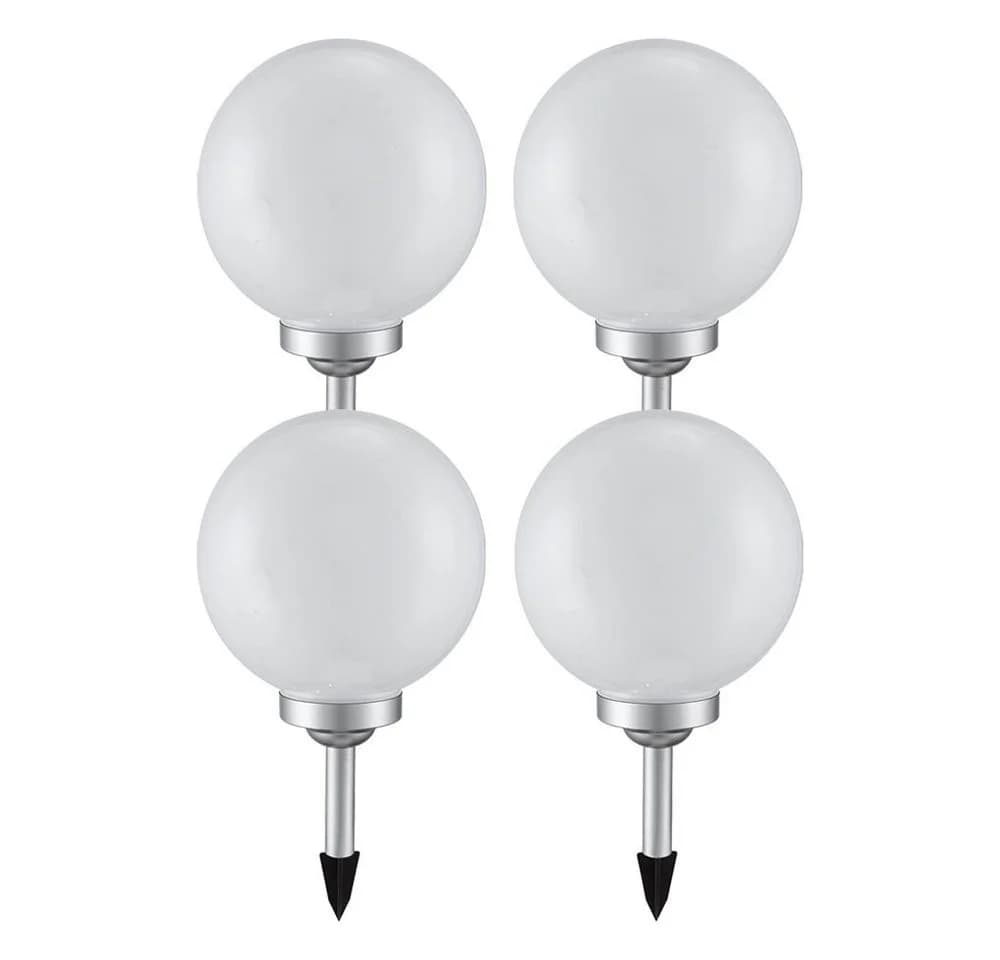 etc-shop LED Solar Gartenleuchte 4er Set Weiß/Silber