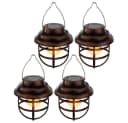 ETC-SHOP LED Solarleuchte 4er Set Hängeleuchte Gitter Design Braun Transparent Bild 2