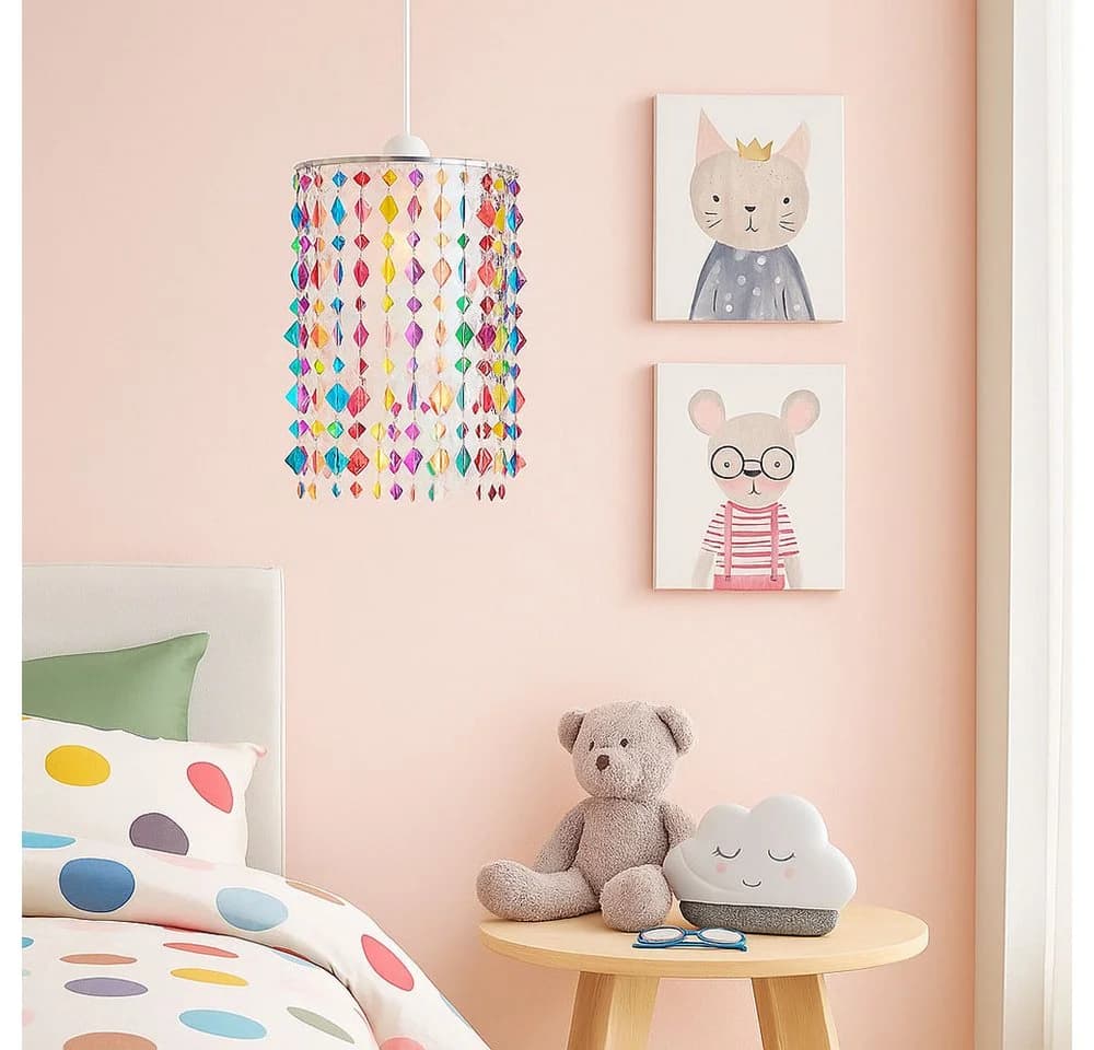 etc-shop LED-Hängeleuchte Warmweiß Textil Kristall Kinderzimmer - Bild 4