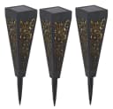 ETC-Shop LED Solarleuchte 3er Set Warmweiß Schwarz Gold Bild 2
