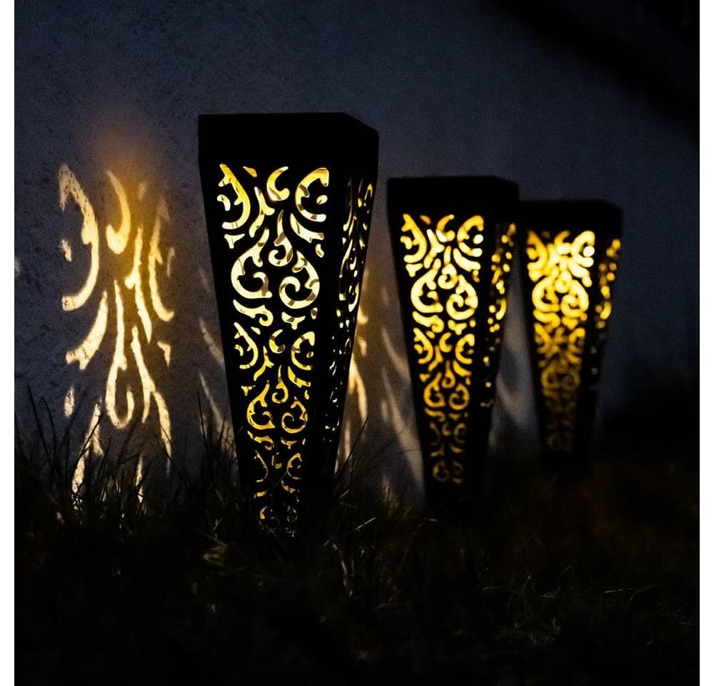 ETC-Shop LED Solarleuchte 3er Set Warmweiß Schwarz Gold - Bild 5
