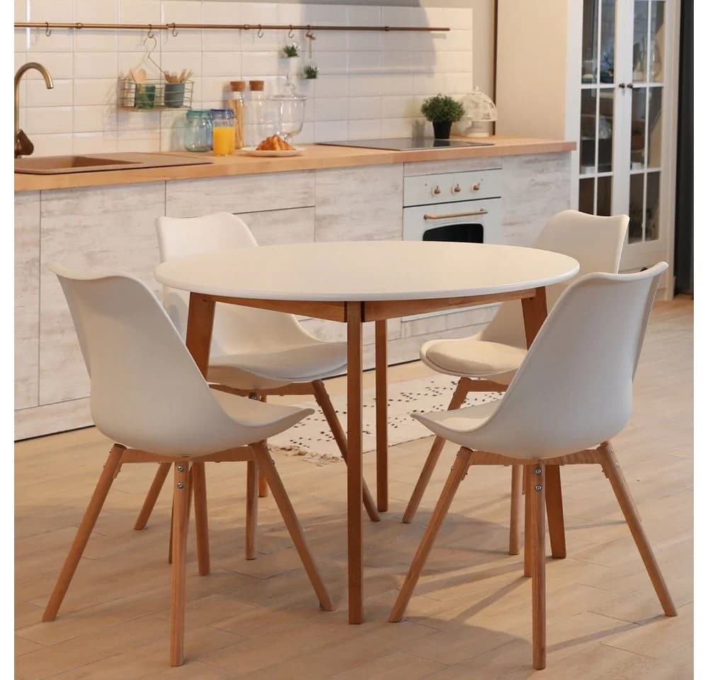 ETC-SHOP Esszimmerstühle 4er Set Eiche Weiß Schalenstuhl - Bild 5