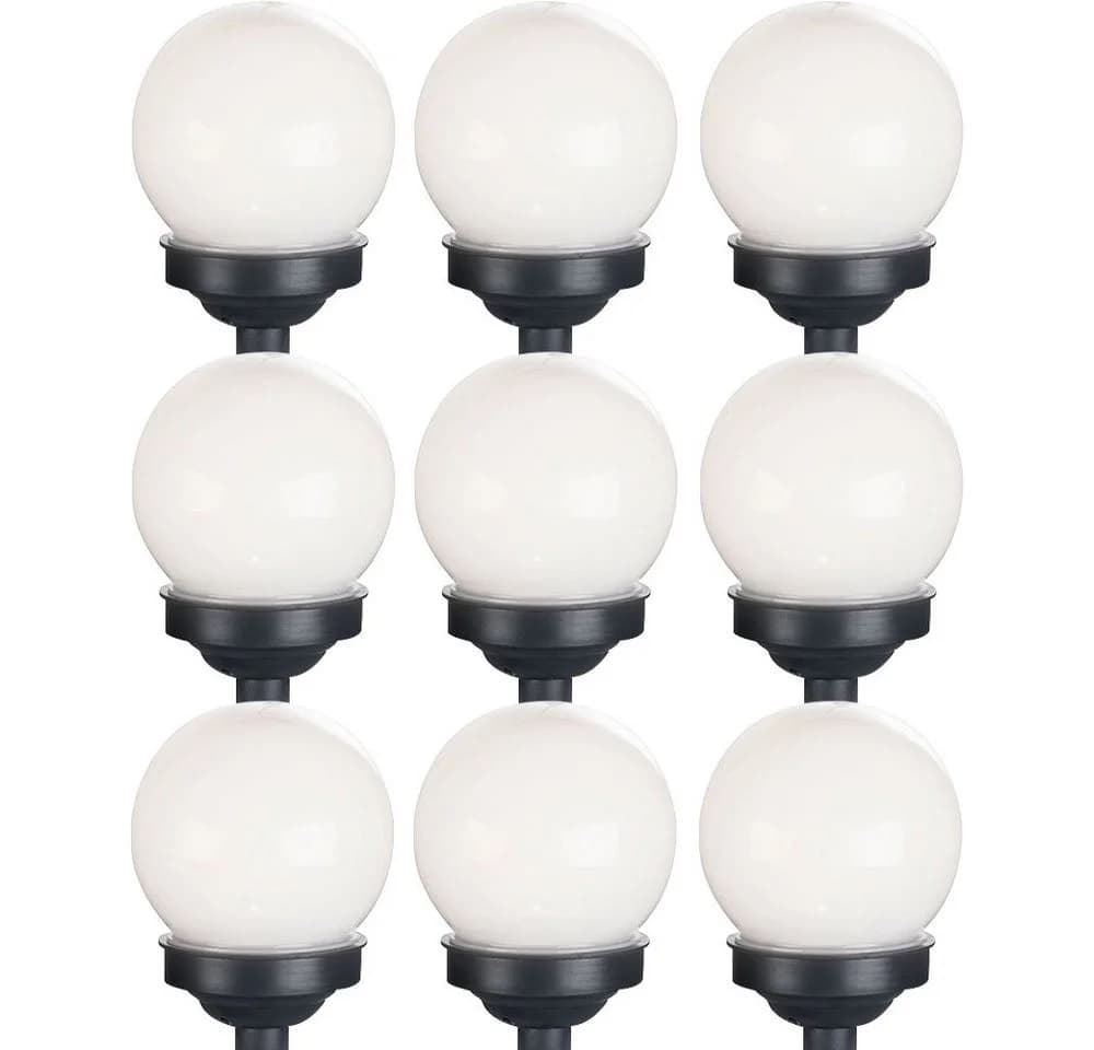 ETC-SHOP Solarleuchte Kugel 9er Set Weiß/Schwarz LED