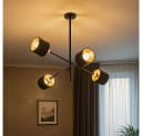 WOFI Deckenleuchte Orion Schwarz/Gold Metall Stoff 4 Flammig Bild 2